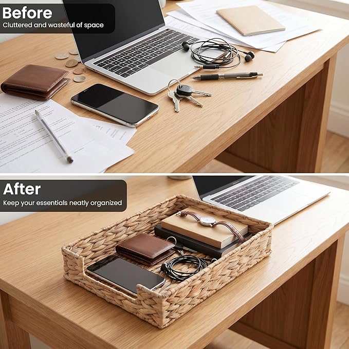 Set of 2 Letter Tray Water Hyacinth, Desk Organizer - Image 5