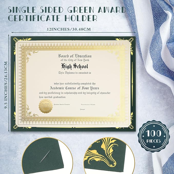Fainne 100 Sets Certificate Paper Kit Single Sided Awards Holder - Image 2