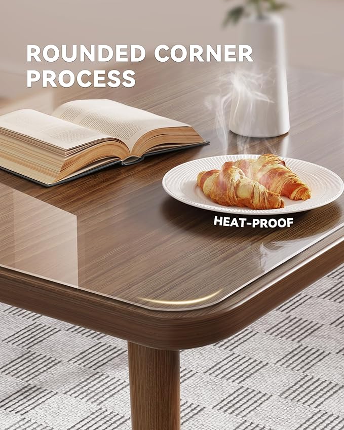 Oterri Clear Writing Desk Pad, 47.2’’x16.9” Heat Resistant Waterproof PVC Round - Image 2