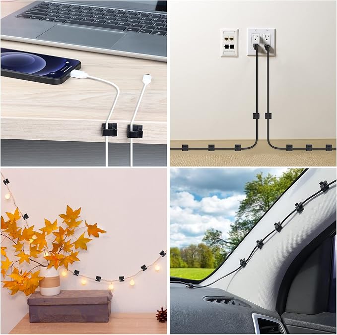 100 PCS Adhesive Cable Clips Black, Upgraded Wire Holder - Image 6