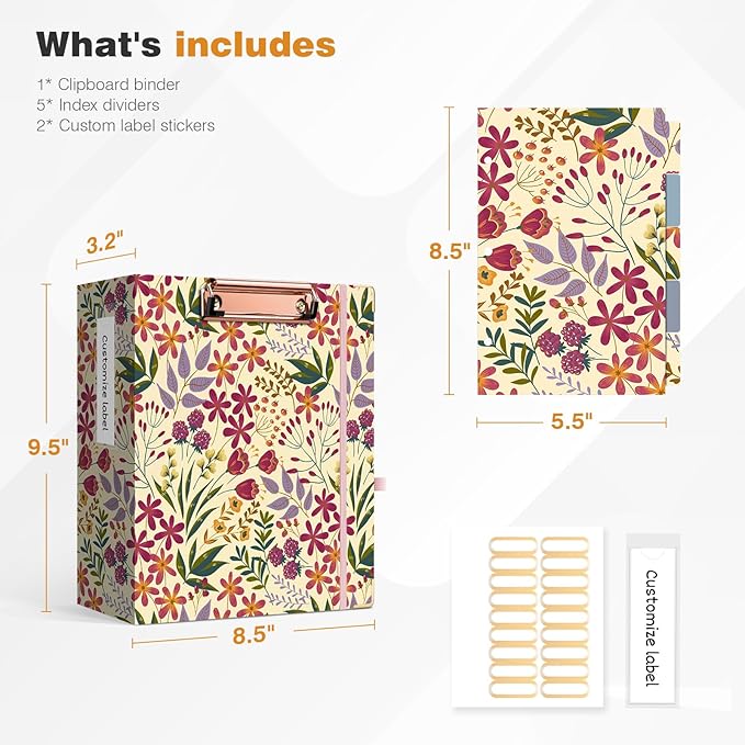 Ospelelf Mini 3 Ring Binder, 2 Inch, Cute Floral Binder - Image 3