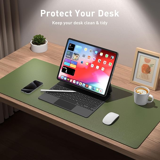 Aothia Desk Protector Mat, Mouse Pad, Non-Slip Waterproof PU Leather Desk - Image 3