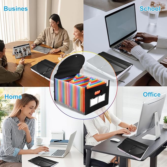 25 Pockets Accordion File Organizer Desktop Expanding File Folders - Image 4