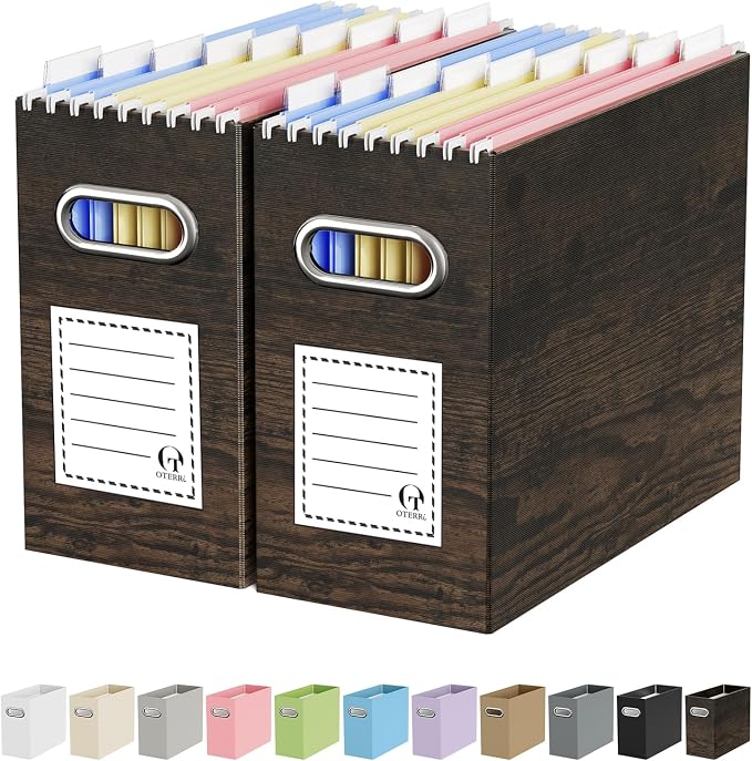 Oterri File Organizer Box, Portable Collapsible Cardboard File Folder Organizer by Oterri