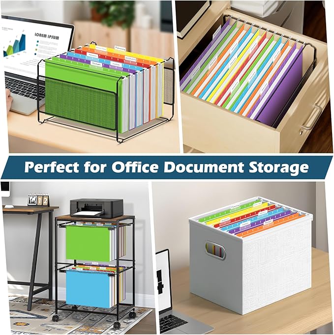 V-Opitos 12 Pack 1 Inch Expansion Hanging File Folders, Letter Size Hanging - Image 7