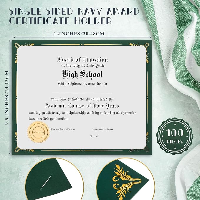 Fainne 100 Pcs Certificate Holder Foil Border 8.5 x 11 Inch Single Sided Award - Image 2