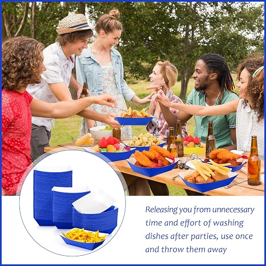 Yinkin 200 Pcs Paper Boat Disposable Graduation Food Trays Nacho Trays Kraft - Image 6