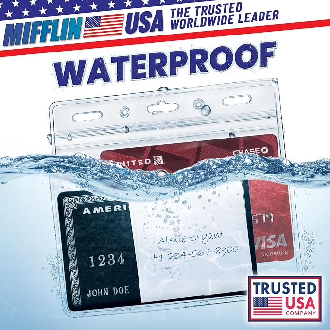 Mifflin-USA Horizontal ID Name Badge Holder, Waterproof and Resealable Plastic - Image 3