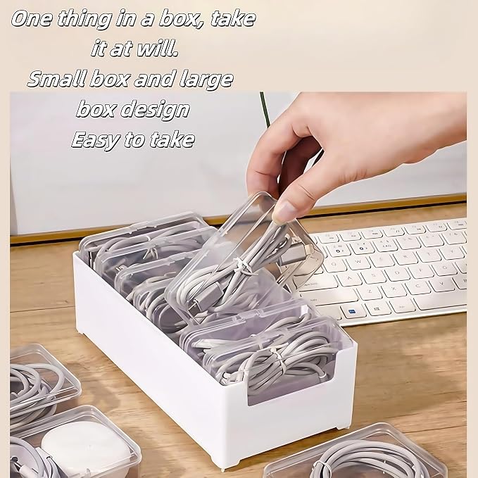 2 Pcs 11 Box Cable Organizer Storage Box, Desktop Cable Management - Image 6