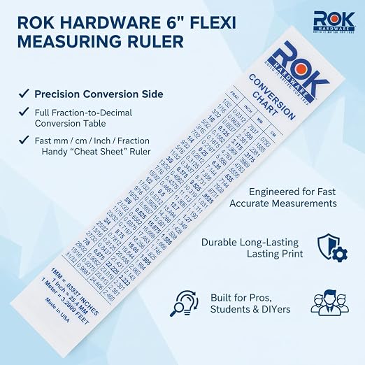 Rok Hardware Measuring Plastic Flexi 6" Easy Read 15 cm English Metric 150 mm - Image 4