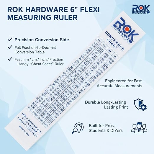 10 Pack Rok Hardware Measuring Plastic Flexi 6" Easy Read 15 cm English Metric - Image 4