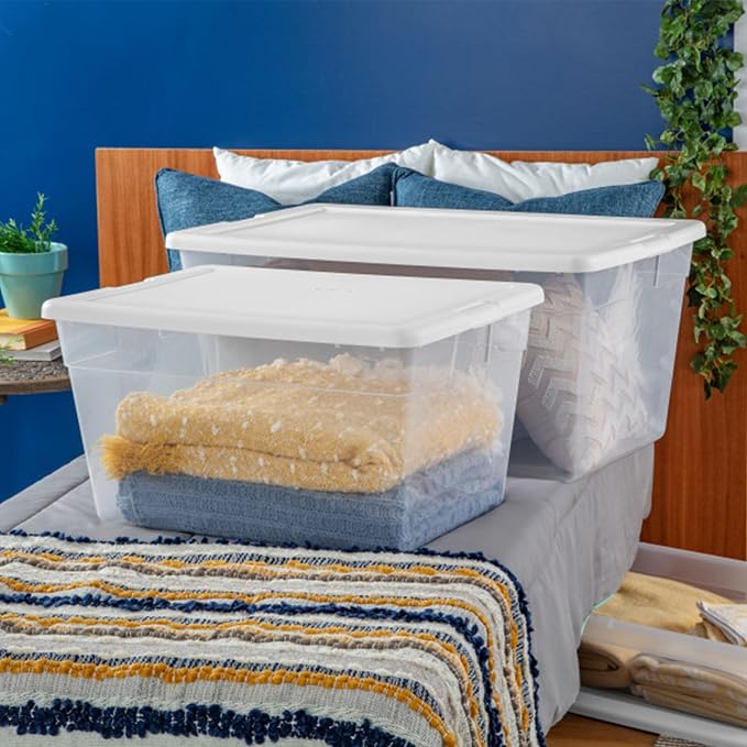 Sterilite 12-Pack 90 Quart Storage Box, Stackable Clear Plastic Bins - Image 4