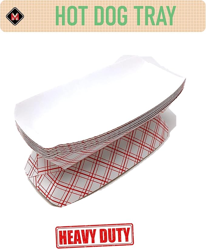 Mr Miracle 7 Inch Paper Hot Dog Tray in Red White Pattern. Pack of 50. - Image 3