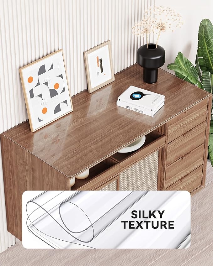 Oterri Clear Writing Desk Pad, 20’’x40” Heat Resistant Waterproof PVC Round - Image 3