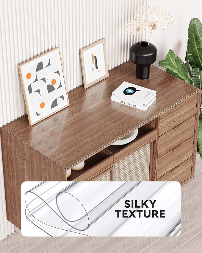 Oterri Clear Writing Desk Pad, 36’’x20” Heat Resistant Waterproof PVC Round - Image 3
