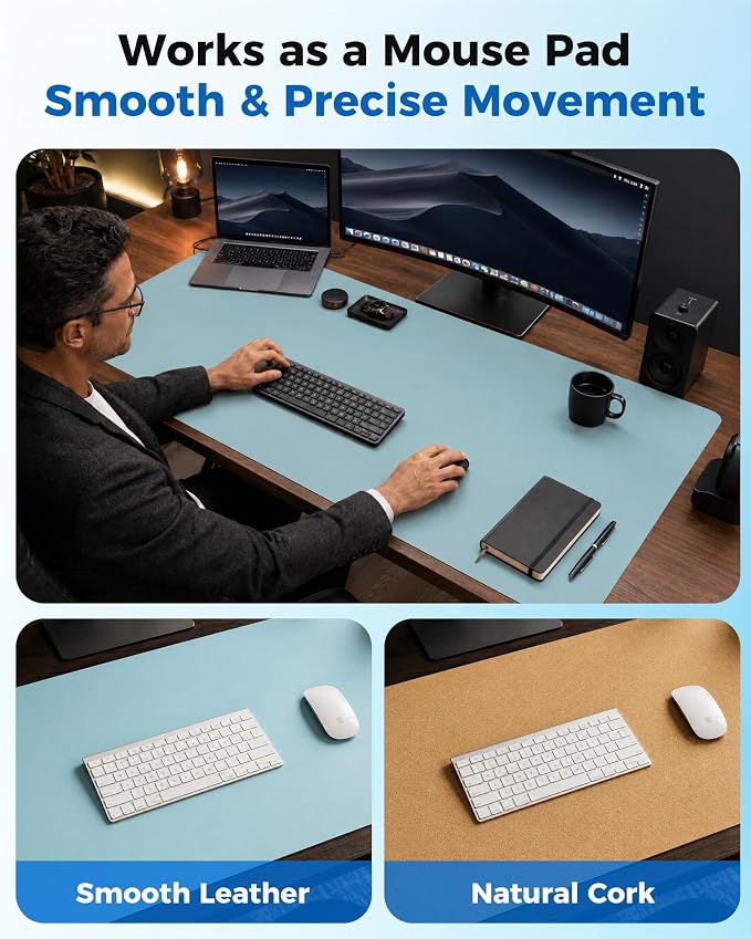 Aothia Double-Sided Desk Pad – 25.6"x13.7" Large Mouse Pad, Leather Desk Mat - Image 3