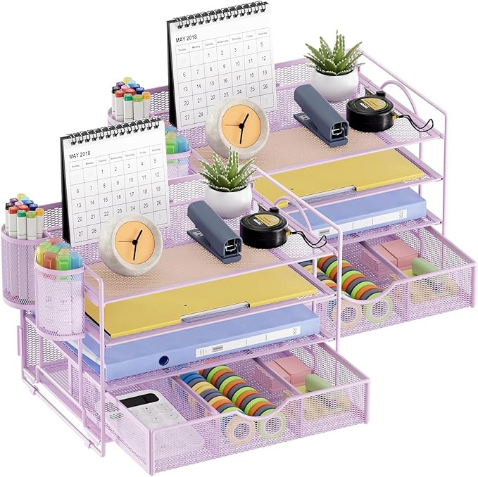 Marbrasse Desk Organizer and Accessories, 4-Tier Paper File Letter Tray by Marbrasse