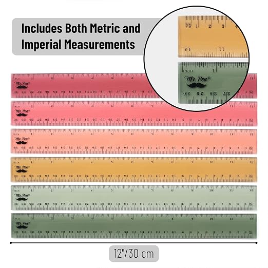 Mr. Pen- Ruler, 12 inch Ruler, 6 Pack, Vintage Colors - Image 3