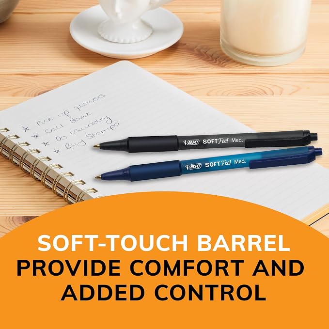 BIC Soft Feel Black Retractable Ballpoint Pens, Medium Point, 36-Count Pack - Image 5