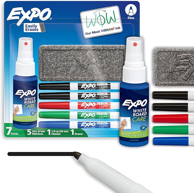 EXPO Dry Erase Markers Kit, Fine Tip, Spray Cleaner by Unknown