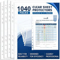 1040 Pack Clear Sheet Protectors 8.5 x 11 Inch Easy-Open, Transparent Plastic by Ovlospa