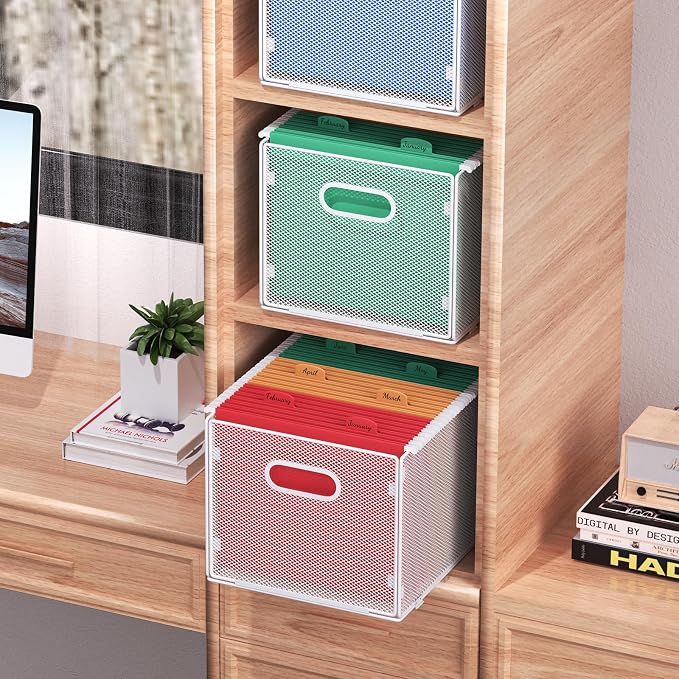 samstar 2 Pack Hanging File Organizer, Mesh File Folder Box Filing Box Cabinet - Image 2