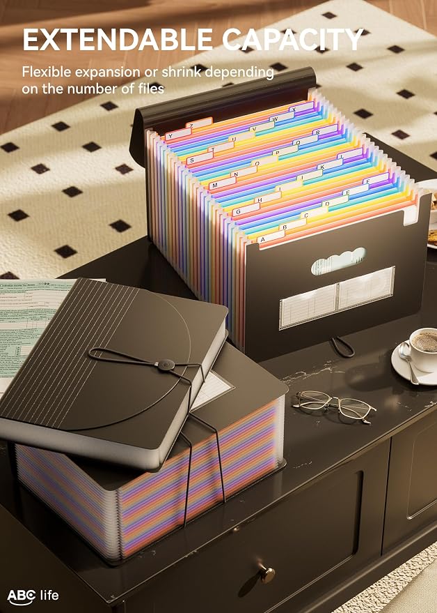ABC life 26 Pockets Accordion File Organizer, Expanding File Folders, Portable - Image 4