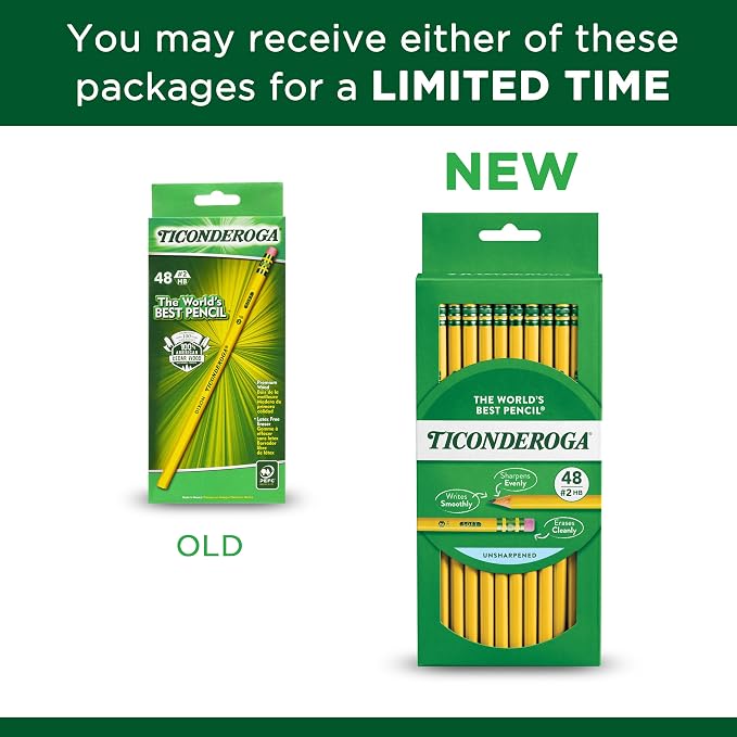 TICONDEROGA Wood-Cased Pencils, Unsharpened, 2 HB Soft, 24 Packs, 1152 Total - Image 5