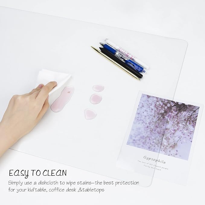 Oterri Clear Writing Desk Pad, 24’’x17” Heat Resistant Waterproof PVC Round - Image 4