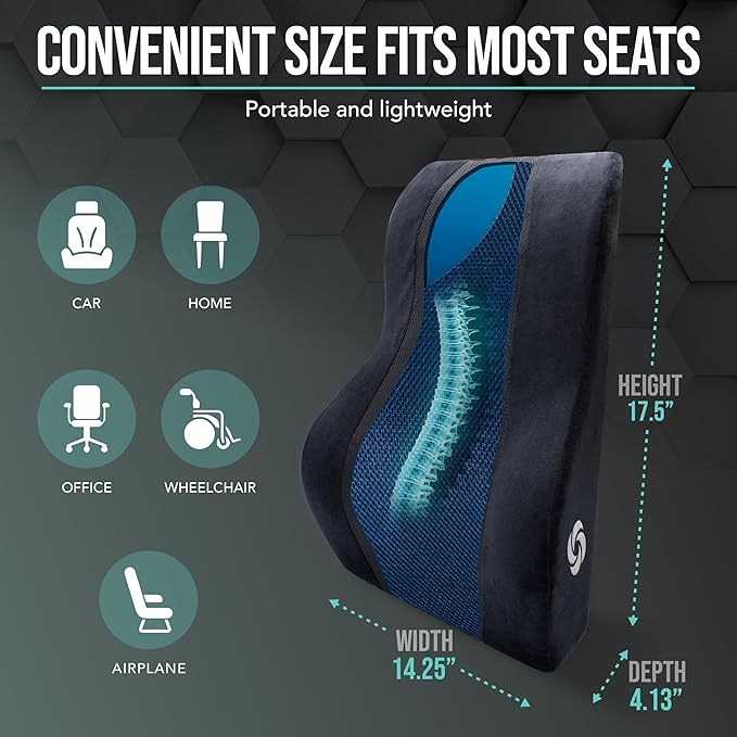 Samsonite Memory Foam Lumbar Support Pillow, Ergonomic Back Cushion - Image 7