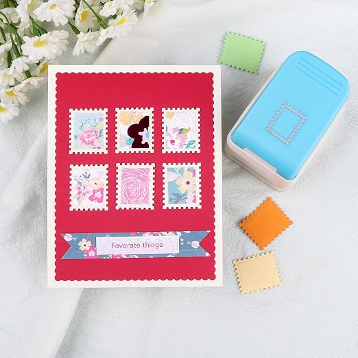2 Pcs Stamp Paper Punch, 1X0.8inch & 1.1X0.9 inch Embossing Postage Stamp Shape - Image 4