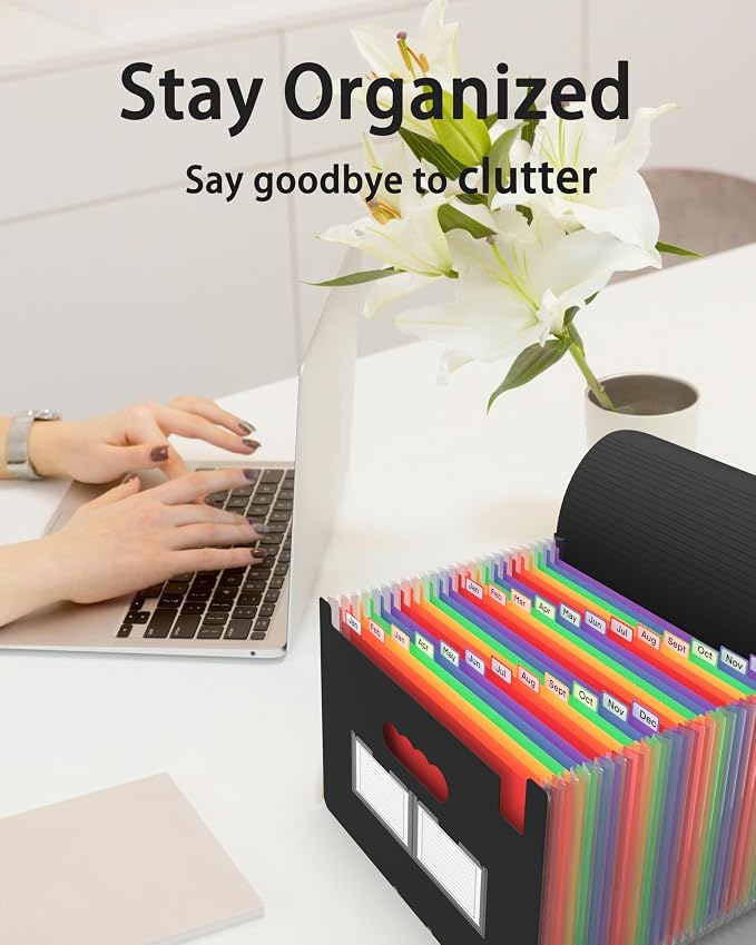 Expanding File Folder, 24 Pocket Accordion A4 Letter Size Portable Document - Image 5
