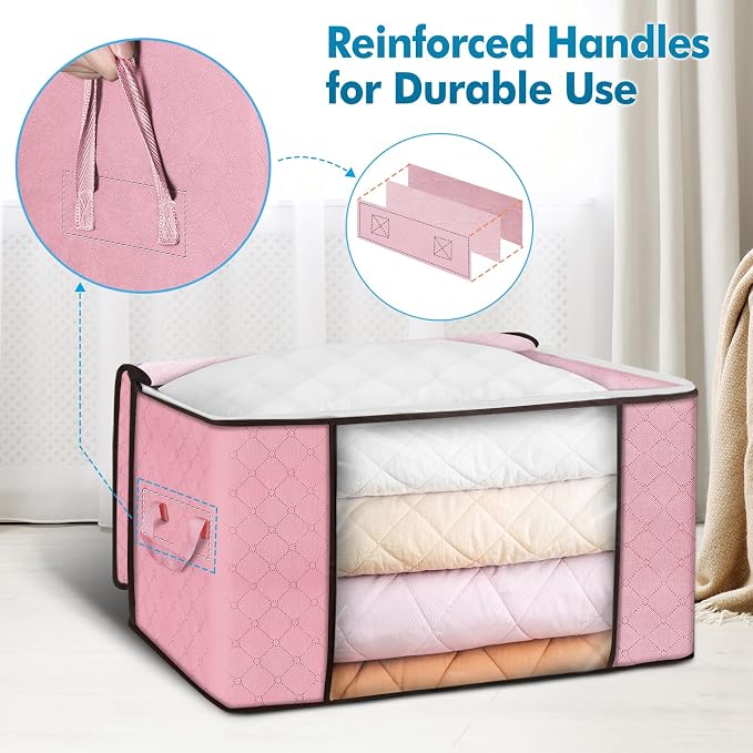 Budding Joy 90 L Large Storage Bags, 6 Pack Clothes Bins Foldable Closet - Image 3