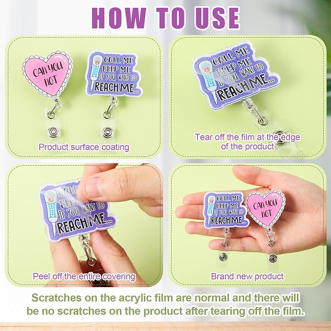 Feifeiya 24 Pcs Funny Badge Reel Nurse Cute Retractable Name ID Clip Badge - Image 5