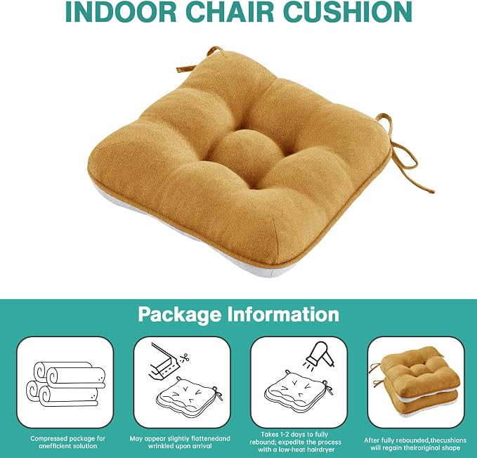 BETU Chair Cushions for Dining Chairs Set of 2, 3.5" Thick Kitchen Table Chair - Image 9