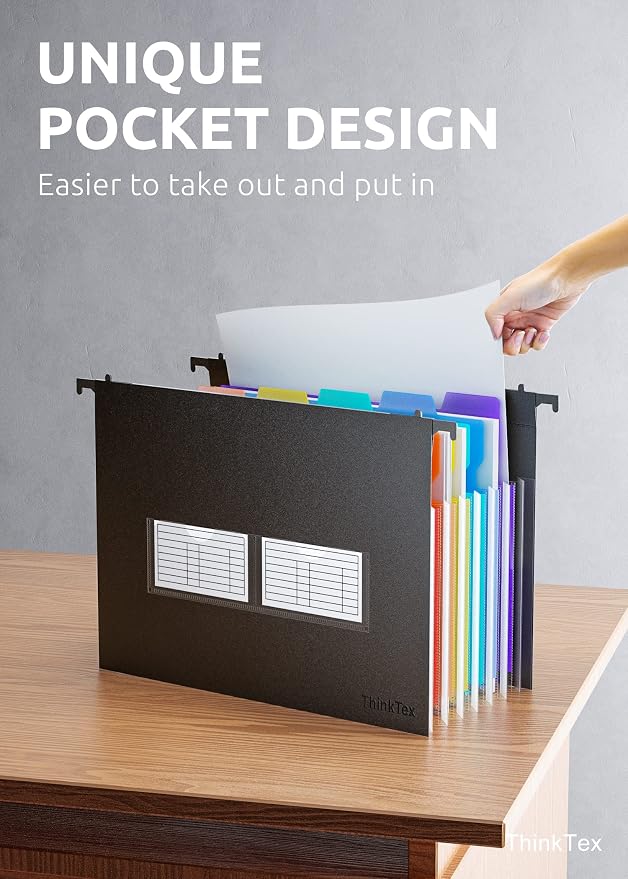 ThinkTex Plastic Expanding Hanging File Folders, 7 Innovative 1.2" Accordion - Image 7