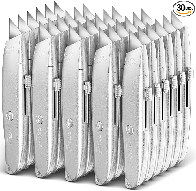 DIYSELF 30 Pack Box Cutter Heavy Duty Aluminium Shell Utility Knife | SK5 Steel by DIYSELF