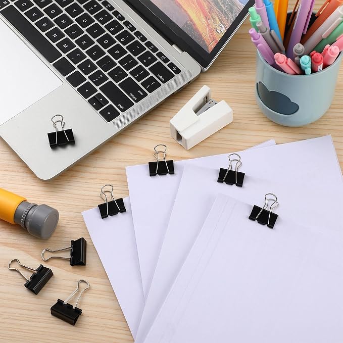 Jetec 500 Pieces 1 Inch Black Binder Clips Bulk Medium Paper Clamps Metal Paper - Image 5
