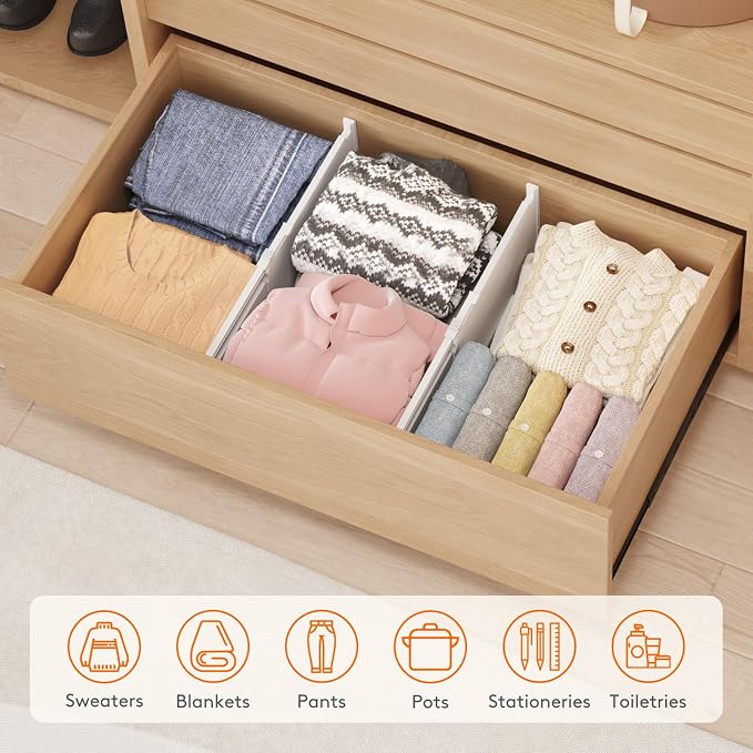 Lifewit 8" Tall 6 Pack Drawer Dividers, 13.8"-22.2" Adjustable Deep Drawer - Image 9