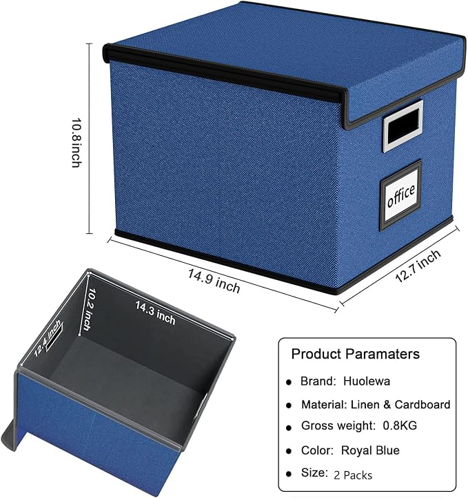 Decorative File Organizer Boxes Office Document Storage - Image 6