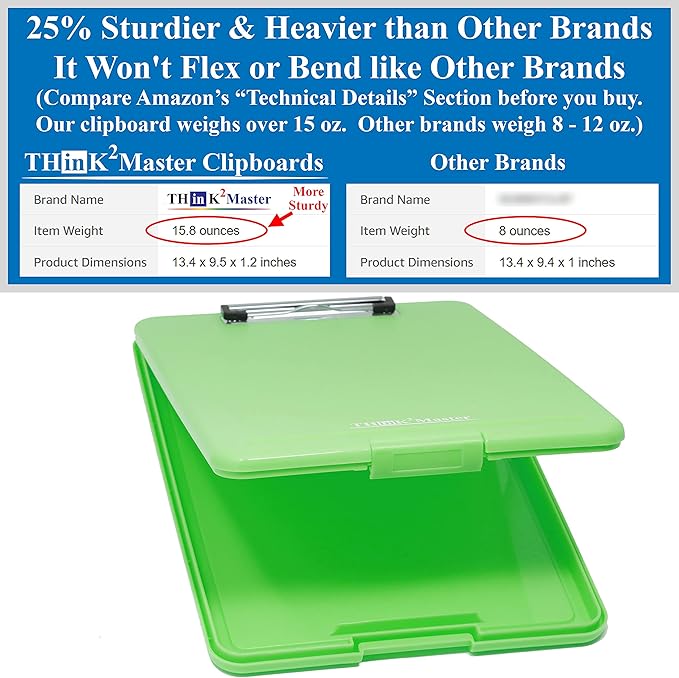 Think2Master Green Plastic Storage Clipboard. | 25% Heavier & 25% Sturdier| - Image 2