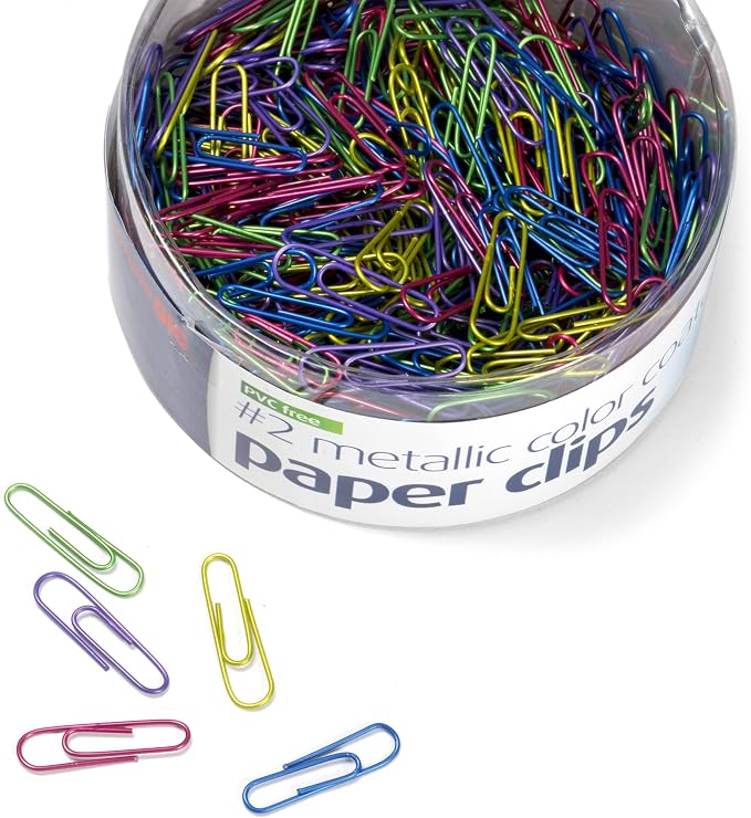 Officemate PVC-Free Assorted Color Coated Paper Clips, #2 Size Clips, 600 per - Image 3