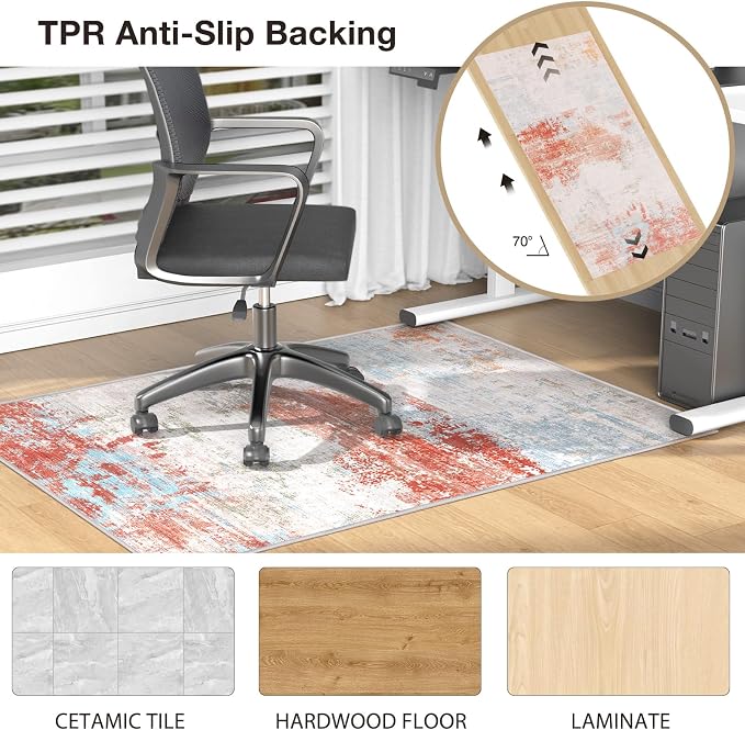 50"x60" Modern Abstract Office Chair Rug, Under Desk Rugs - Image 3