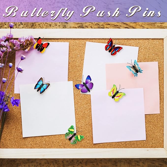 Epakh 60 Packs Butterfly Thumb Tacks Butterfly Push Pins Decorative Thumb Tacks - Image 5