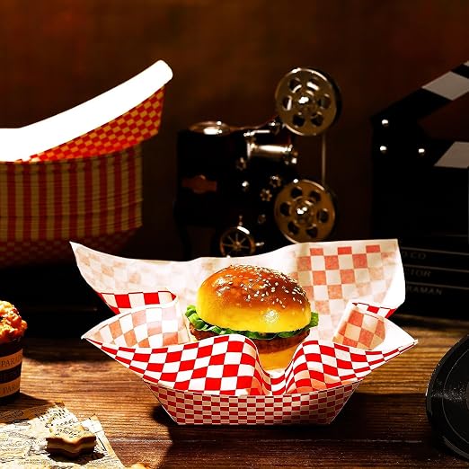 Geosar 200 Pcs Gingham Party Supply Disposable Paper Food Tray Bulk Disposable - Image 4