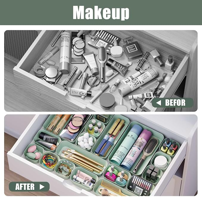 Drawer Organizers Bins 28 PCS for Bathroom Makeup Desk Office | - Image 8