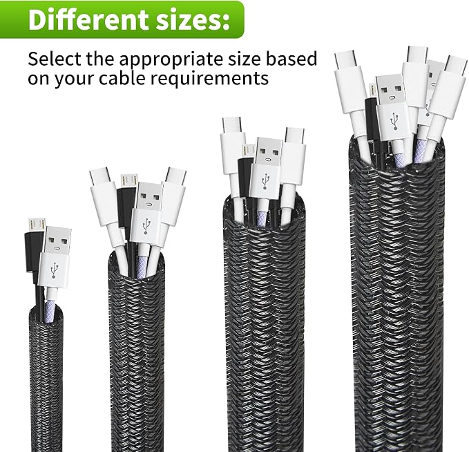 Split Wire Loom 1 Inch 50ft, Braided Cable Sleeve - Image 5