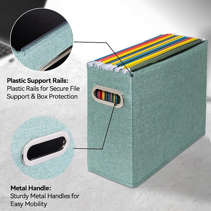 2 Pack Letter Size File Storage Box Collapsible，Fabric Hanging File Folders - Image 4