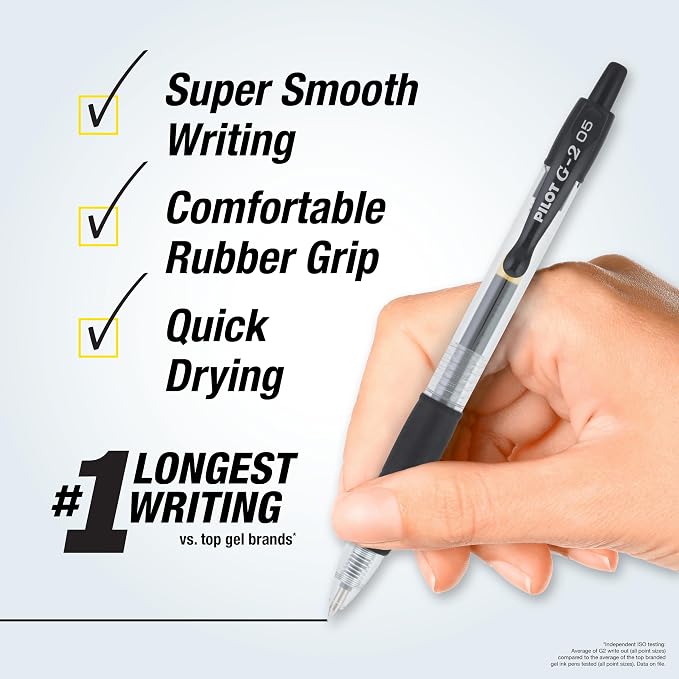 Pilot G2 Premium Gel Roller Pens, Extra Fine Point 0.5 mm, Gel Pens Black Ink - Image 2
