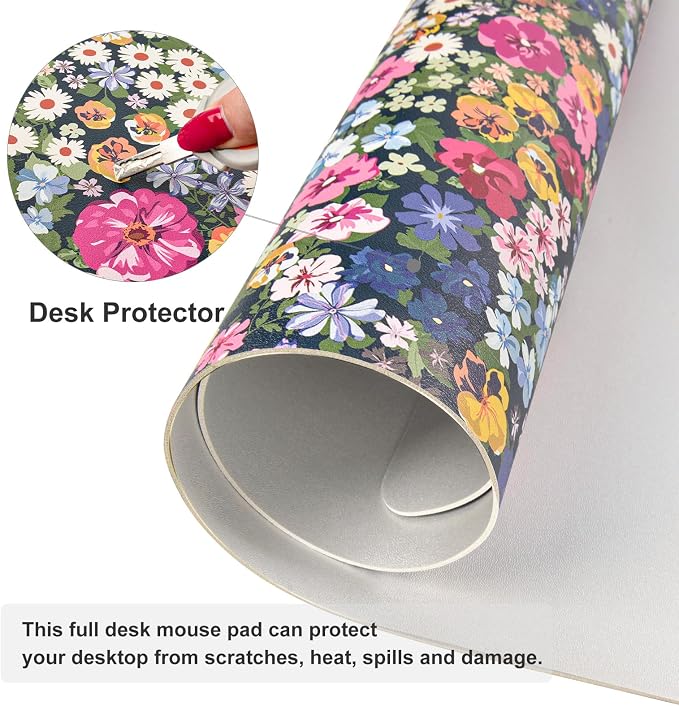 Colorful Star Large Mouse Pad, Floral Desk Mat Office Supplies, Waterproof Faux - Image 4